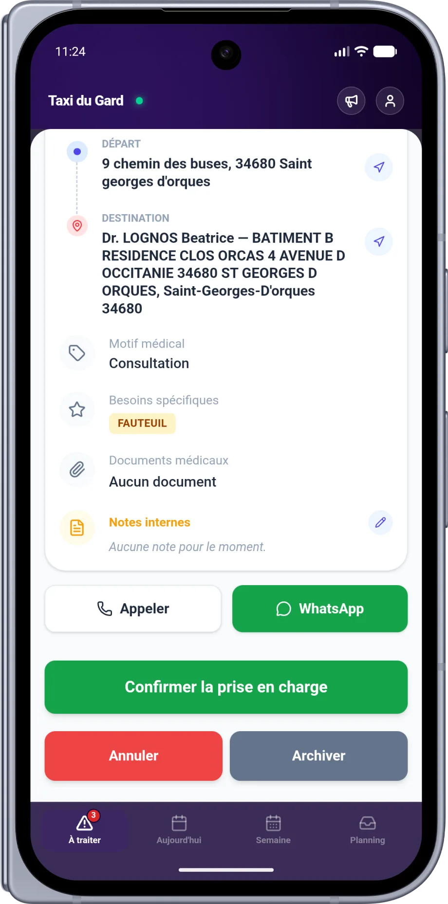 Application mobile : détail d'une course